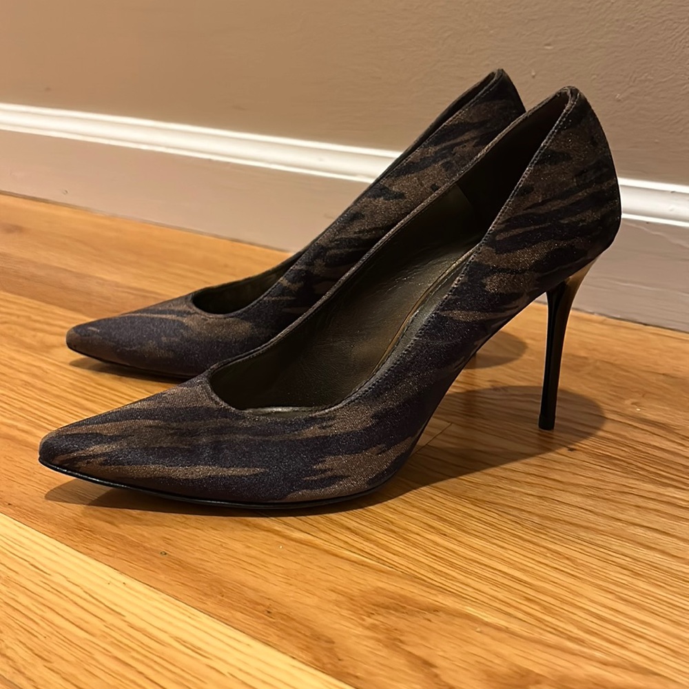 Stuart Weitzman Velvet Camo Printed Heels
